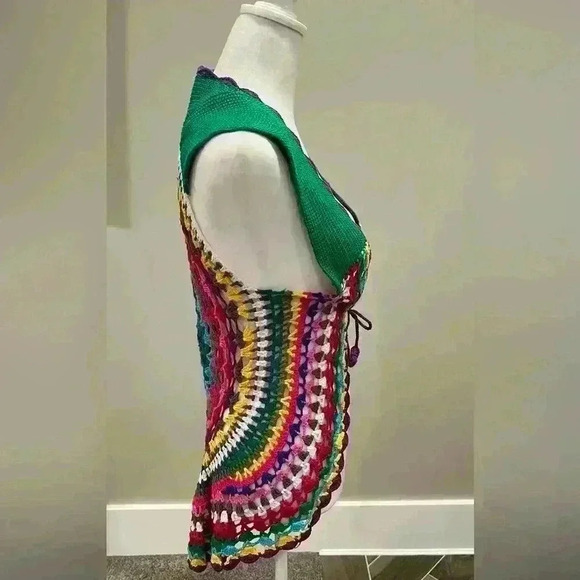 Unban Mango Mandala knitted hippy festival vibe vest size Medium multi color - Picture 3 of 9